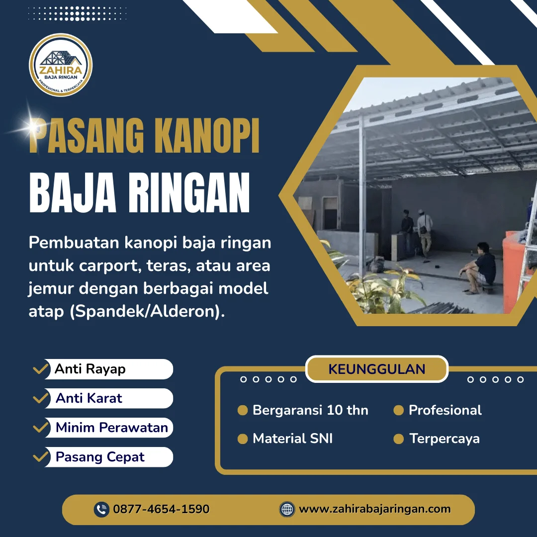 jasa zahira baja ringan pasang atap baja ringan pasang kanopi