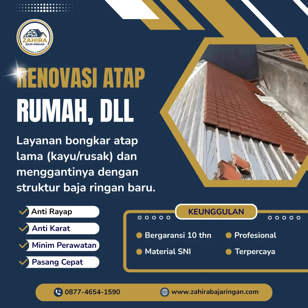 jasa zahira baja ringan pasang atap baja ringan renovasi atap rumah